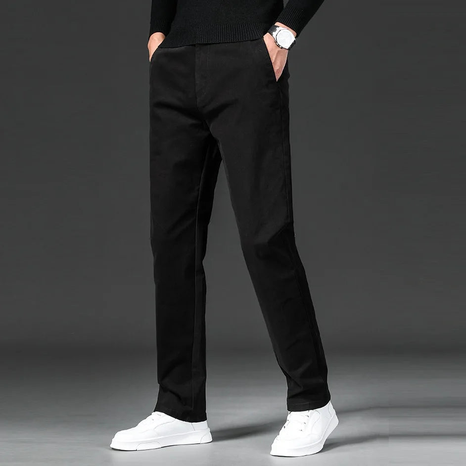 Men's Stretch Chino Slim Fit Casual Pants Elastic Waist