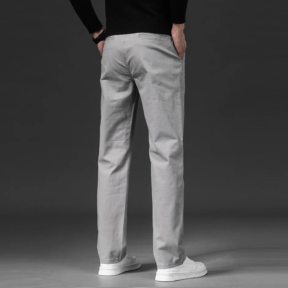 Men's Stretch Chino Slim Fit Casual Pants Elastic Waist