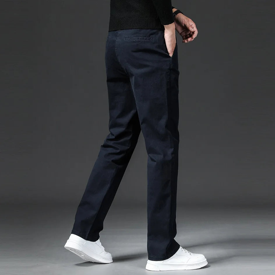 Men's Stretch Chino Slim Fit Casual Pants Elastic Waist