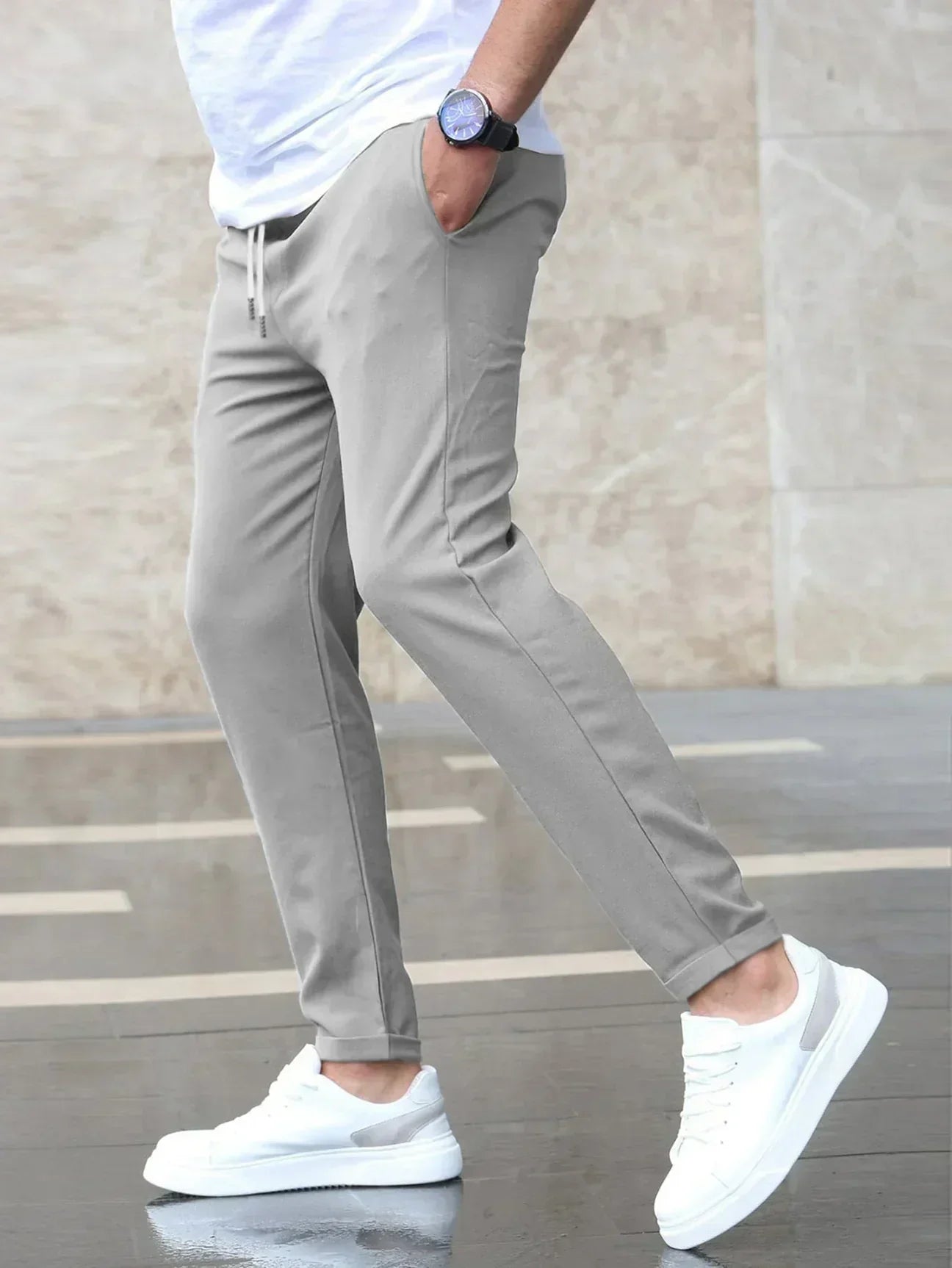 Men's Stretch Comfort Pants Regular Fit Casual Everyday Wear