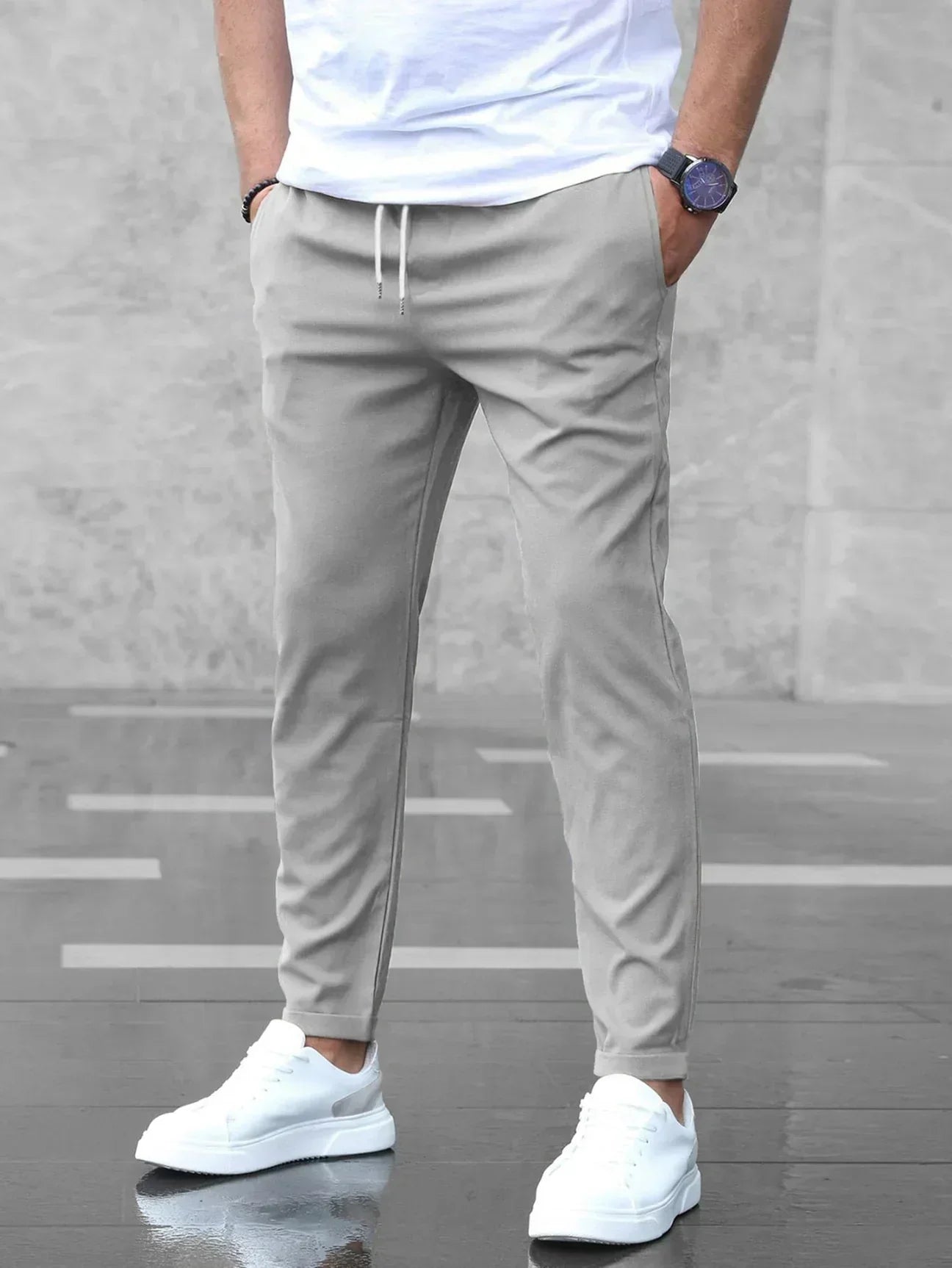 Men's Stretch Comfort Pants Regular Fit Casual Everyday Wear