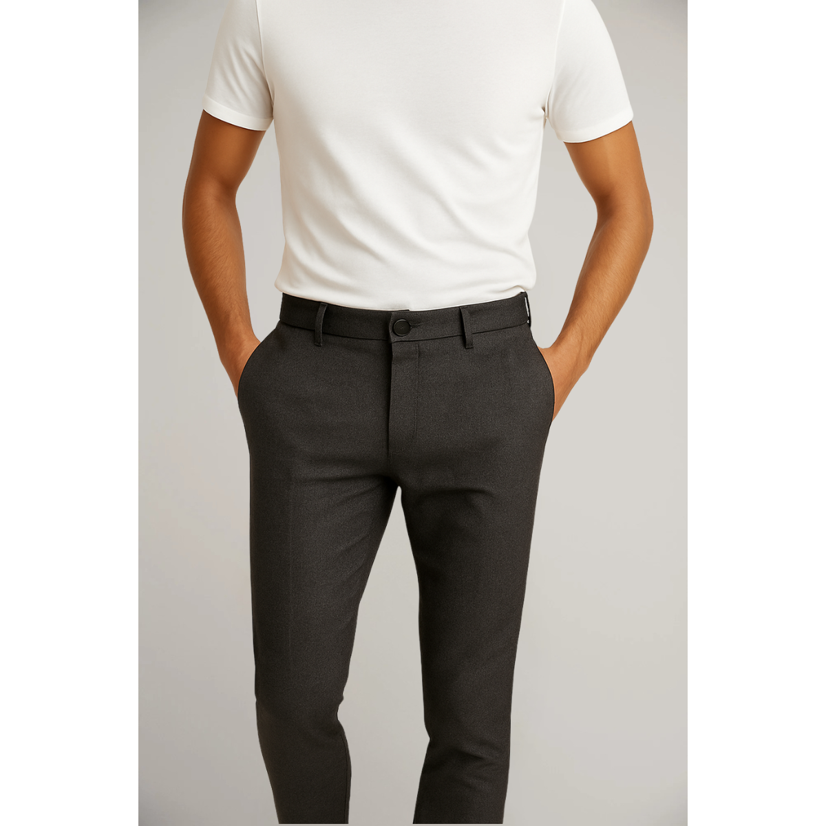 Men's Tailored Slim Leg Trousers Classic Flat Front