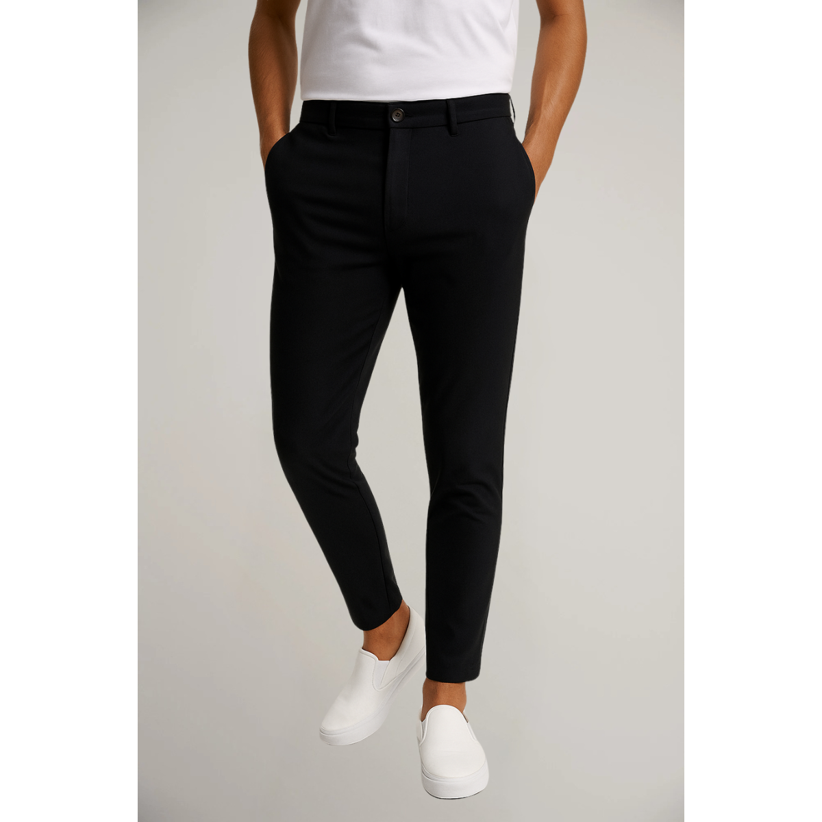 Men's Tailored Slim Leg Trousers Classic Flat Front