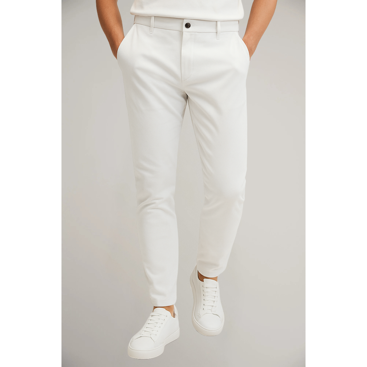 Men's Tailored Slim Leg Trousers Classic Flat Front