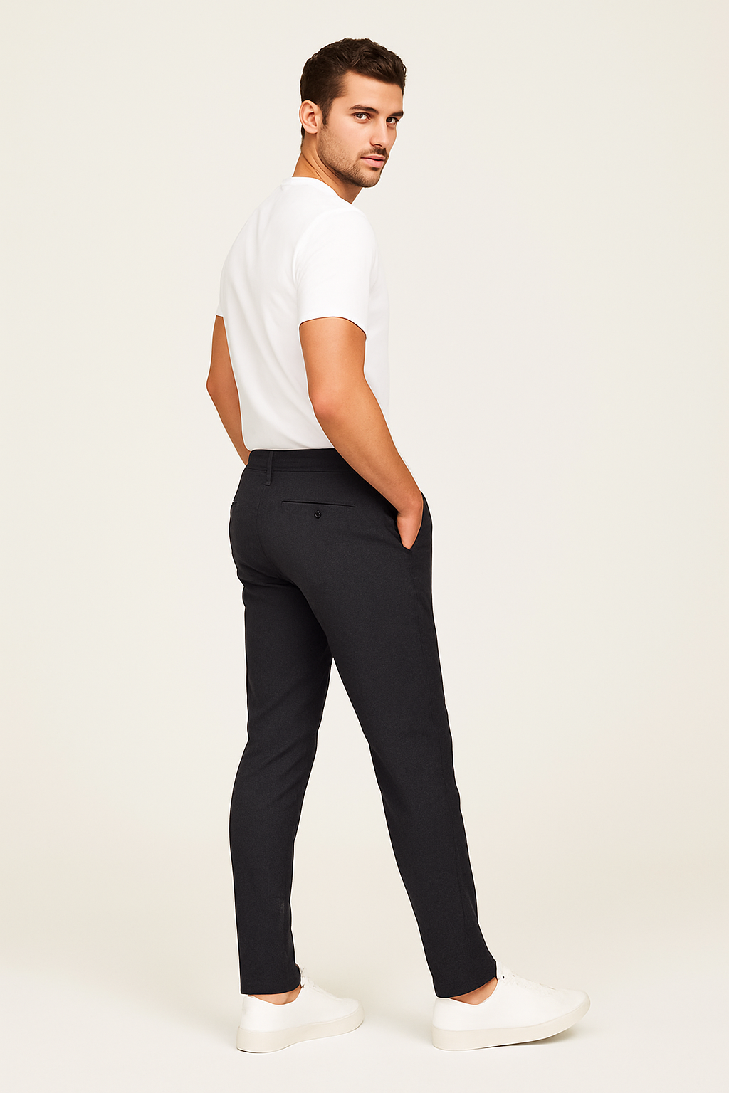 Men's Tailored Slim Leg Trousers Classic Flat Front