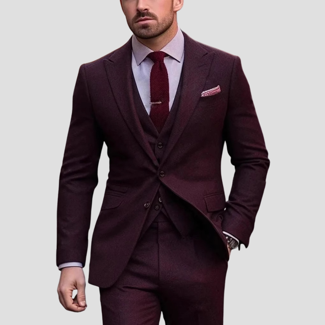 Men's Three-Piece Slim Fit Formal Suit Tailored for Weddings