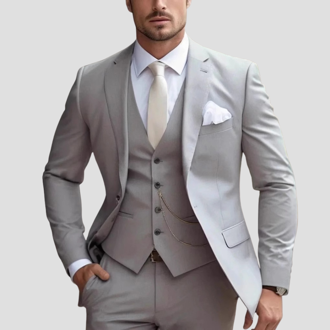 Men's Three-Piece Slim Fit Formal Suit Tailored for Weddings
