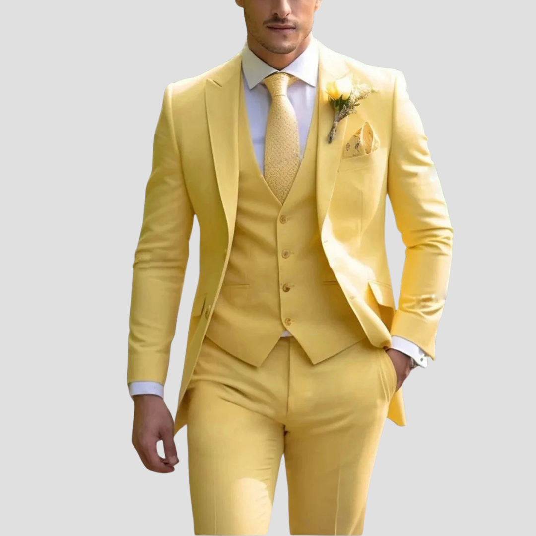 Men's Three-Piece Slim Fit Formal Suit Tailored for Weddings