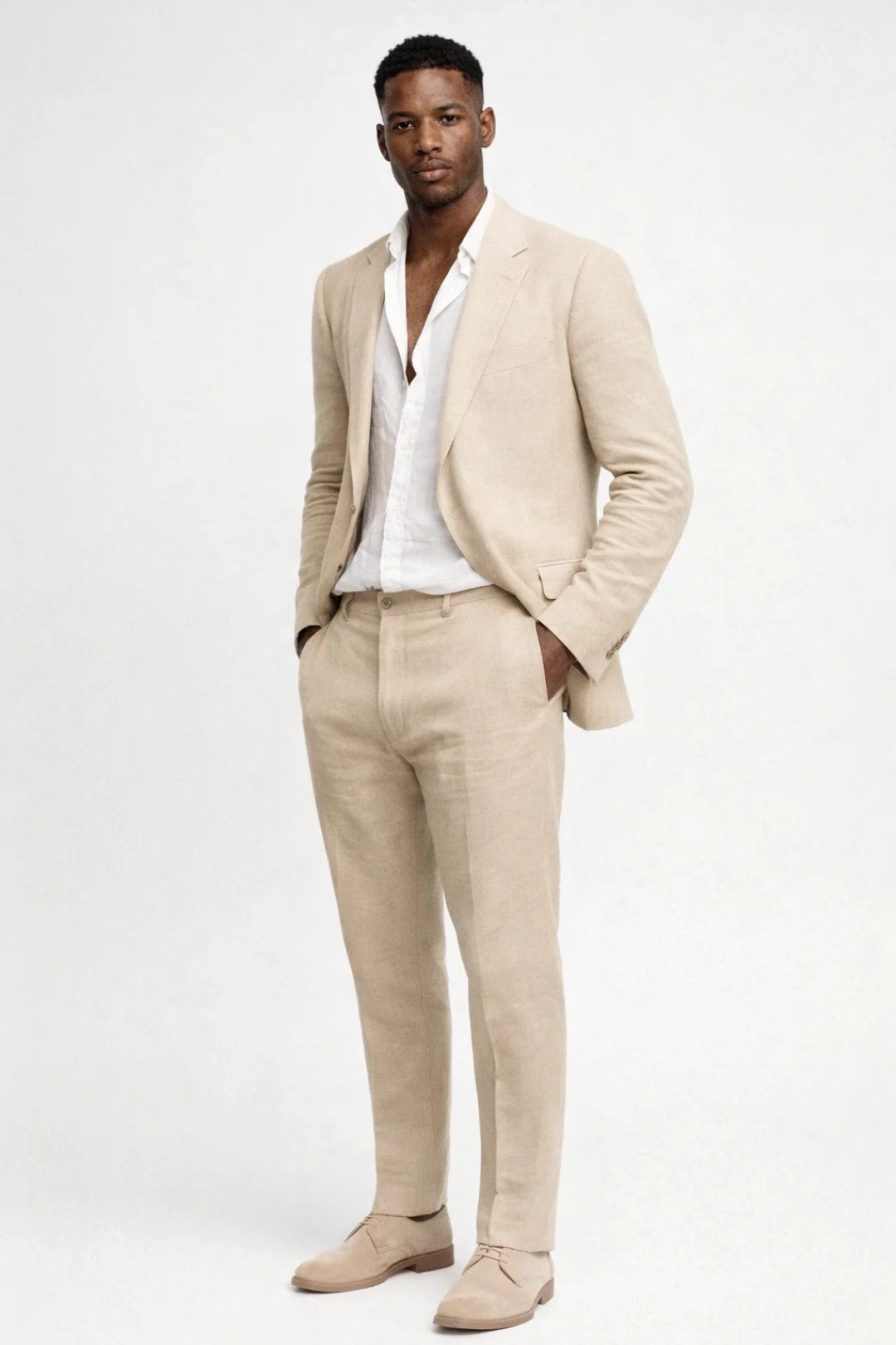 Men's Two-Piece Set Regular Fit Crew Neck Blazer Trousers