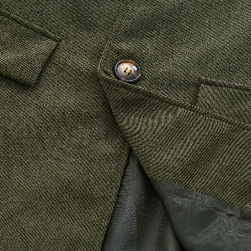 Men's Vintage Corduroy Coat Stand Collar Single Button Slim Fit