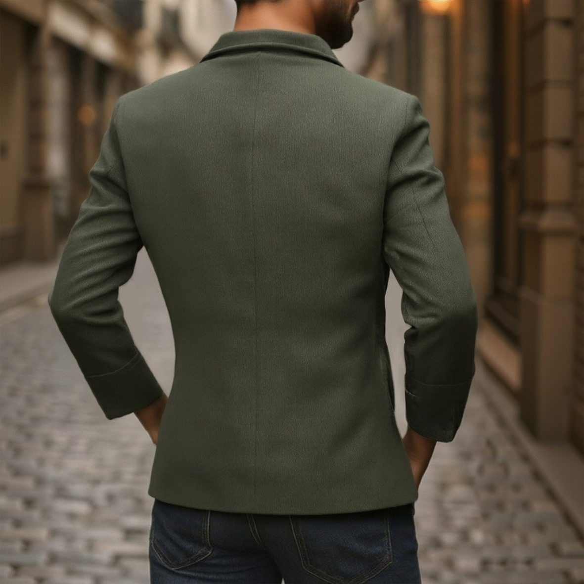 Men's Vintage Corduroy Coat Stand Collar Single Button Slim Fit