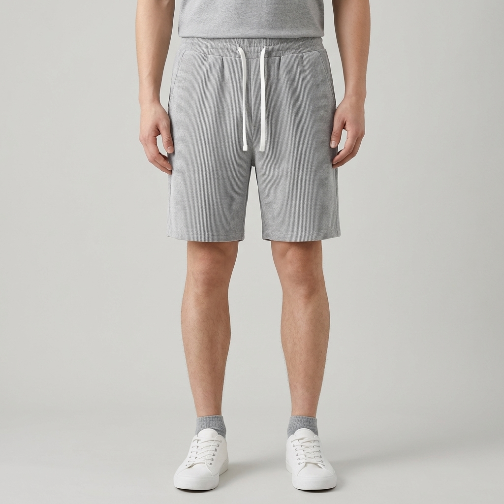 Men's Waffle Knit Shorts with Comfortable Elastic Waist