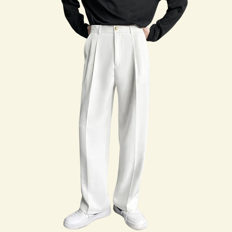 Men's Wide Leg Formal Trousers Premium Loose Fit Tailored Style
