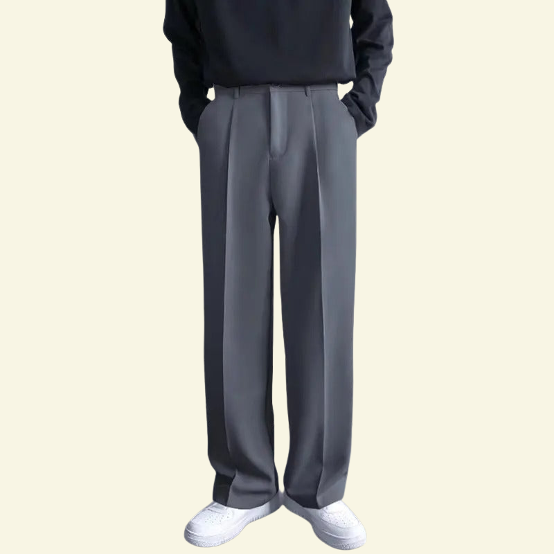Men's Wide Leg Formal Trousers Premium Loose Fit Tailored Style
