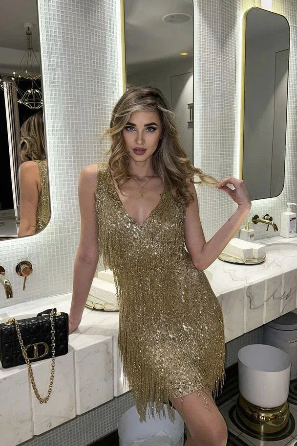 Women's Sparkle Short Dress Sequin Evening Party Glamour - 1