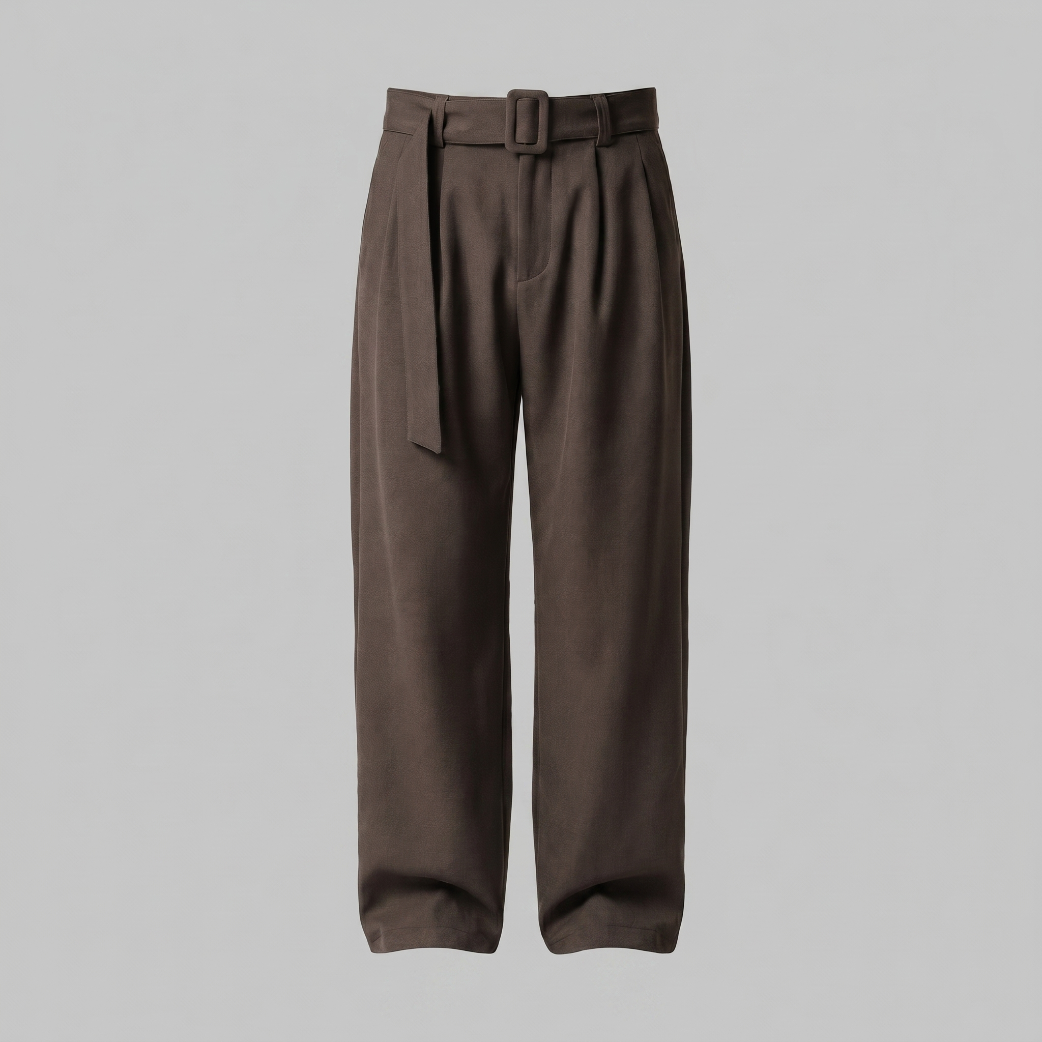 Men's Tailored Wide-Leg Trousers Belted Elastic Waist Smart Casual