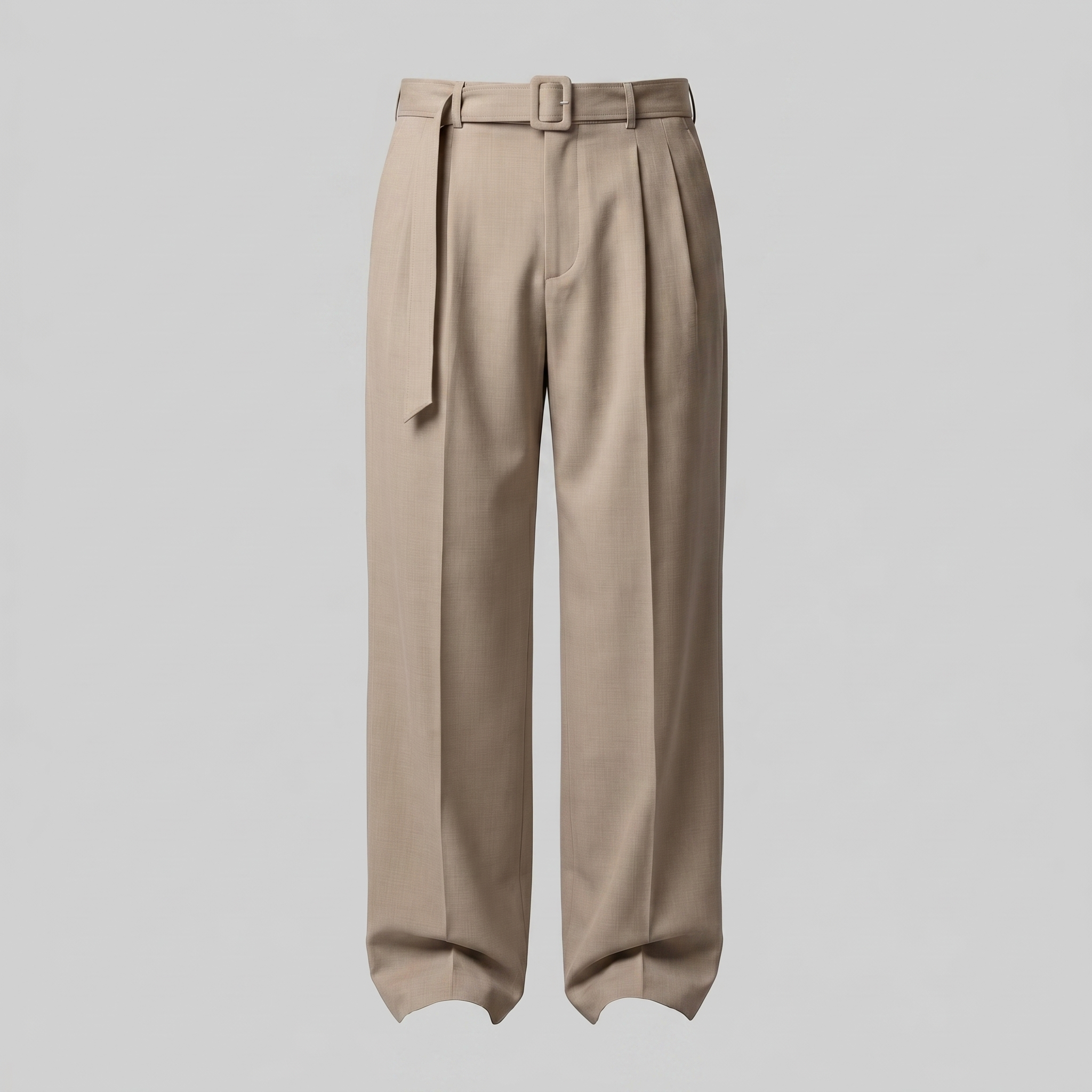 Men's Tailored Wide-Leg Trousers Belted Elastic Waist Smart Casual