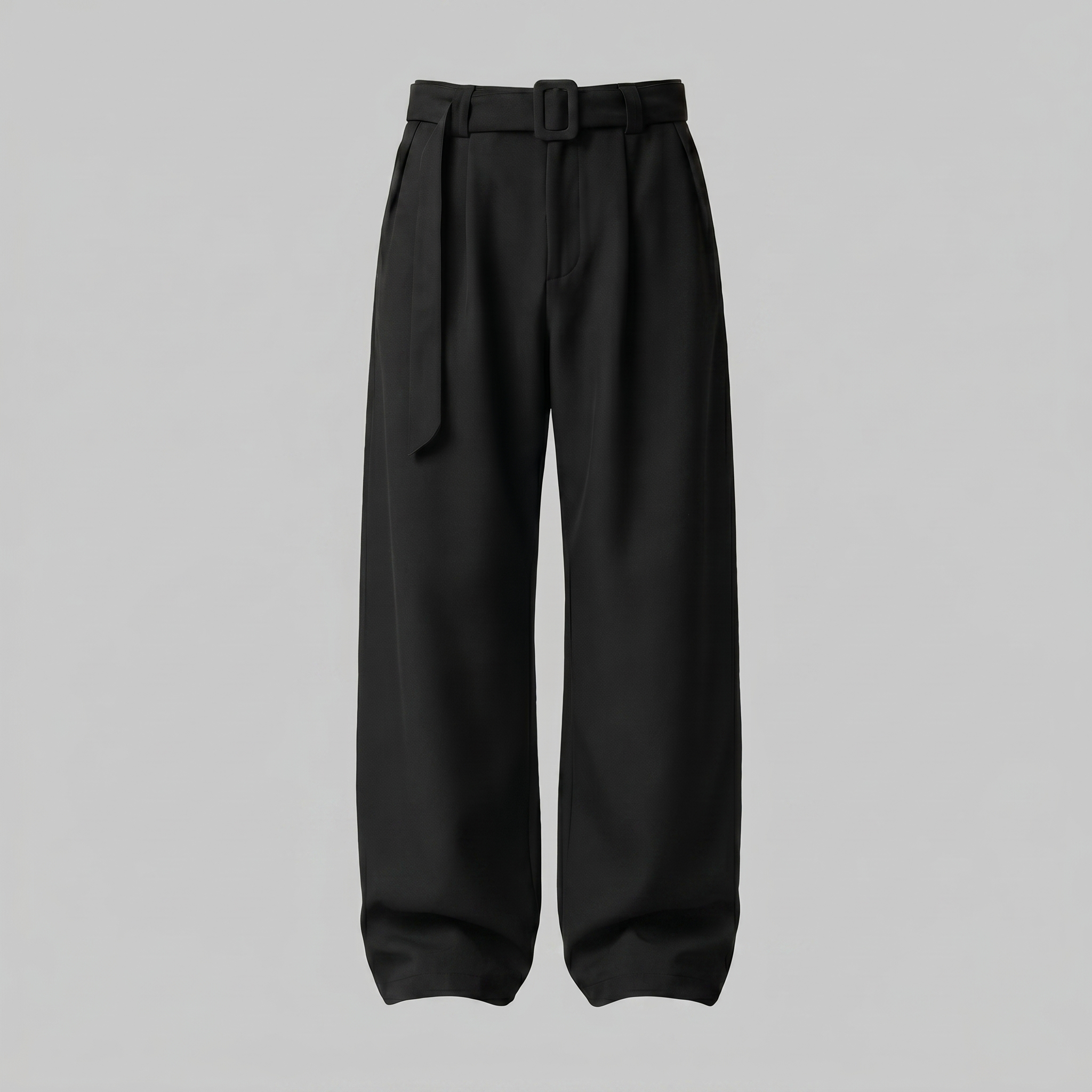 Men's Tailored Wide-Leg Trousers Belted Elastic Waist Smart Casual