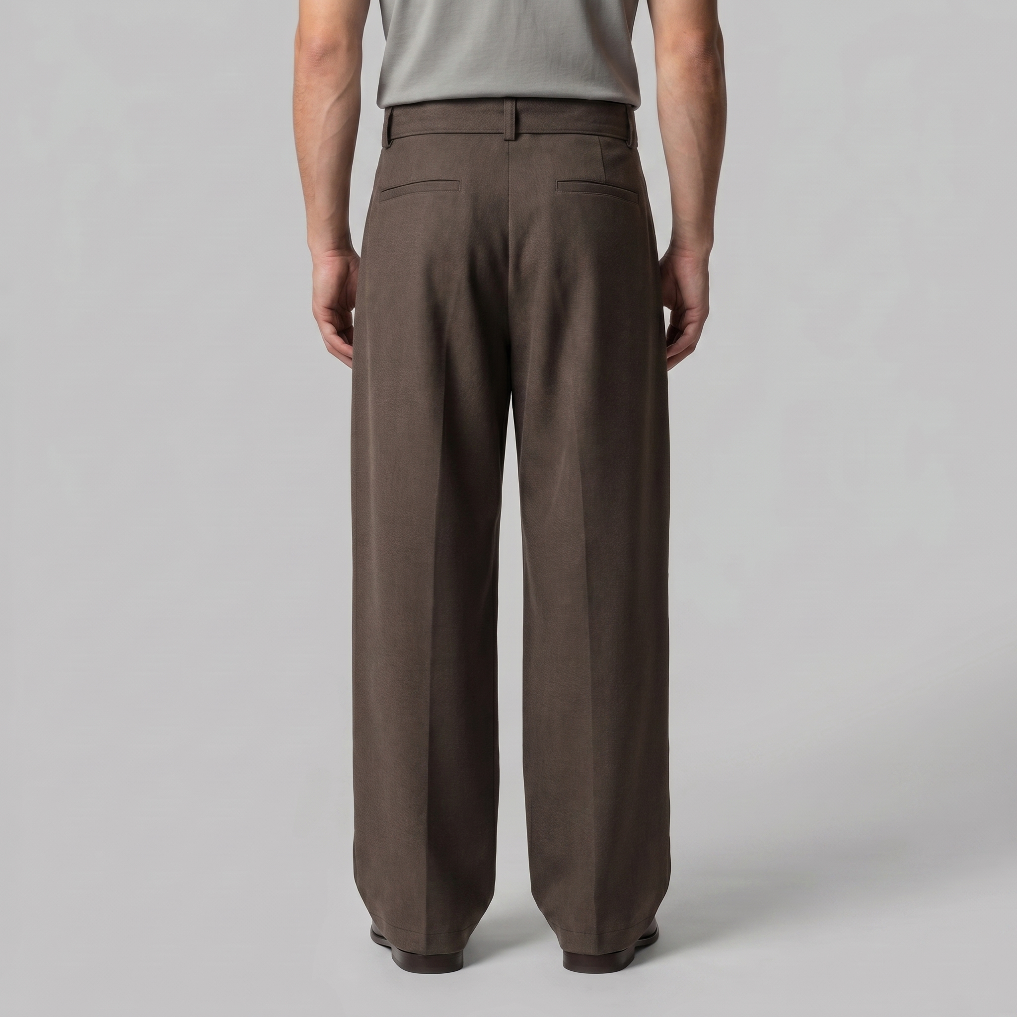 Men's Tailored Wide-Leg Trousers Belted Elastic Waist Smart Casual