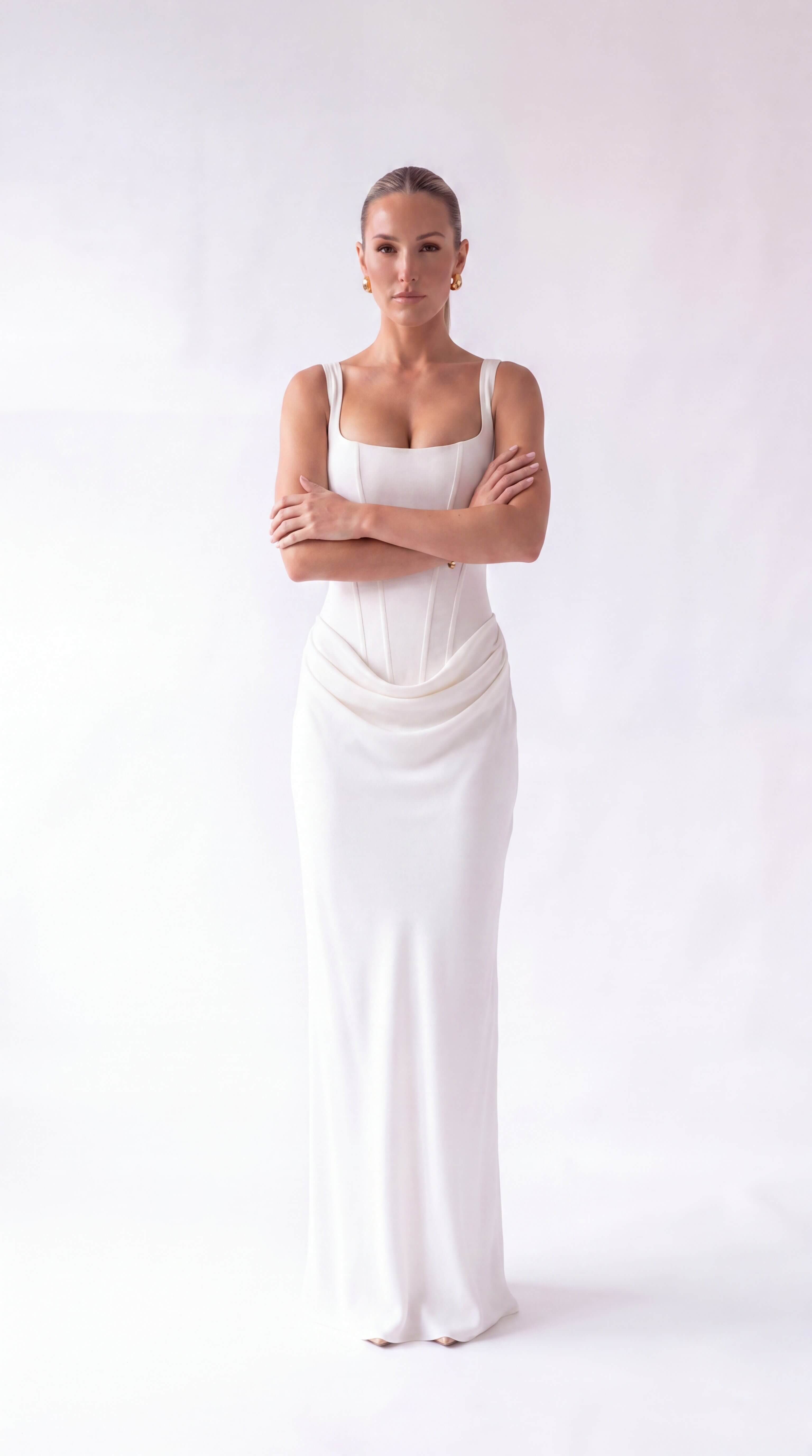 Women's Backless Maxi Dress Elegant Evening Wedding Guest Gown - 9