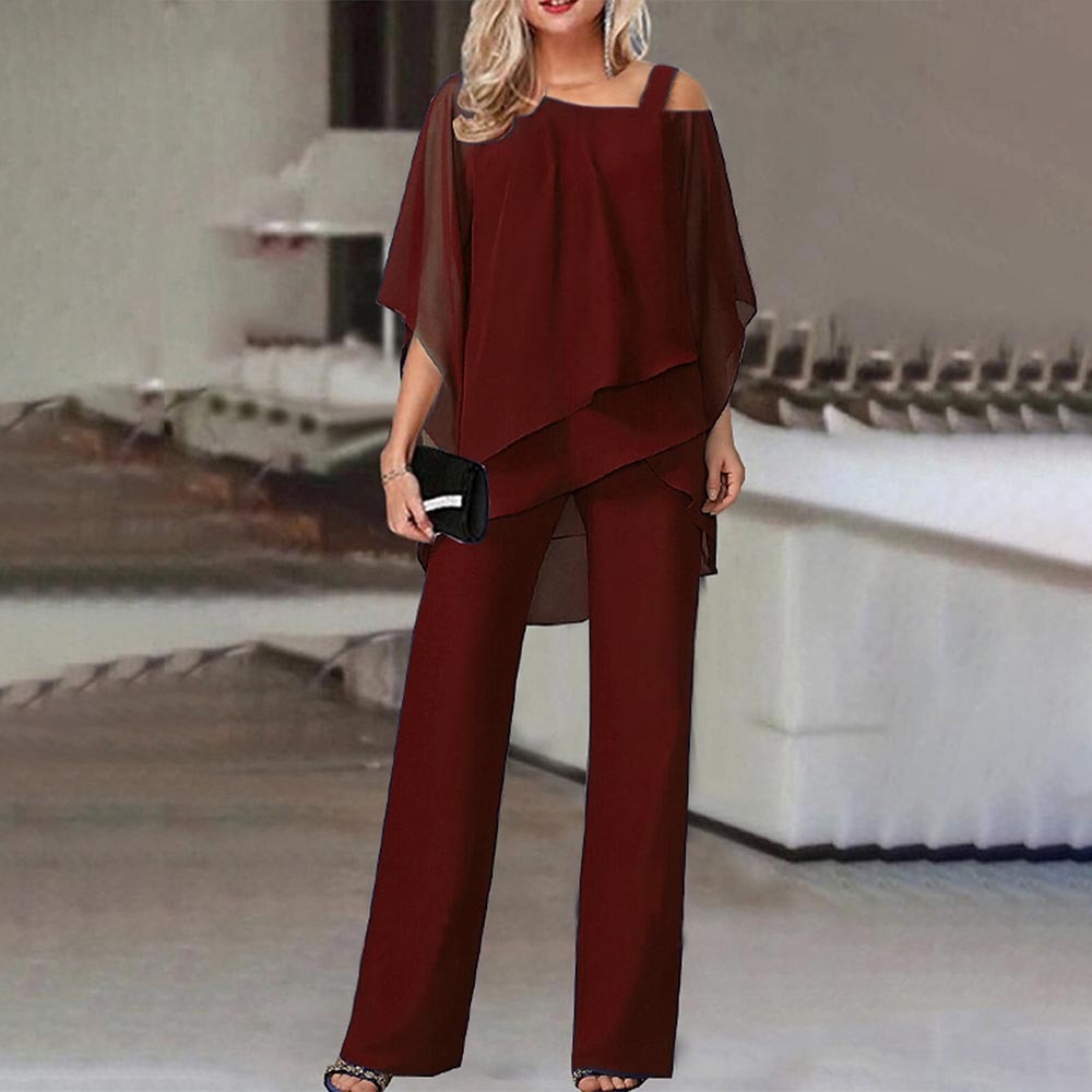 Women's Cold Shoulder Two-Piece Suit Set for Elegant Evenings - 1