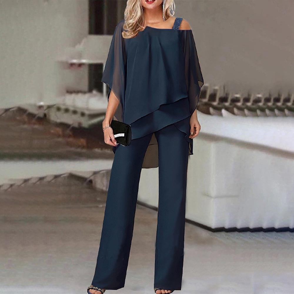 Women's Cold Shoulder Two-Piece Suit Set for Elegant Evenings - 4