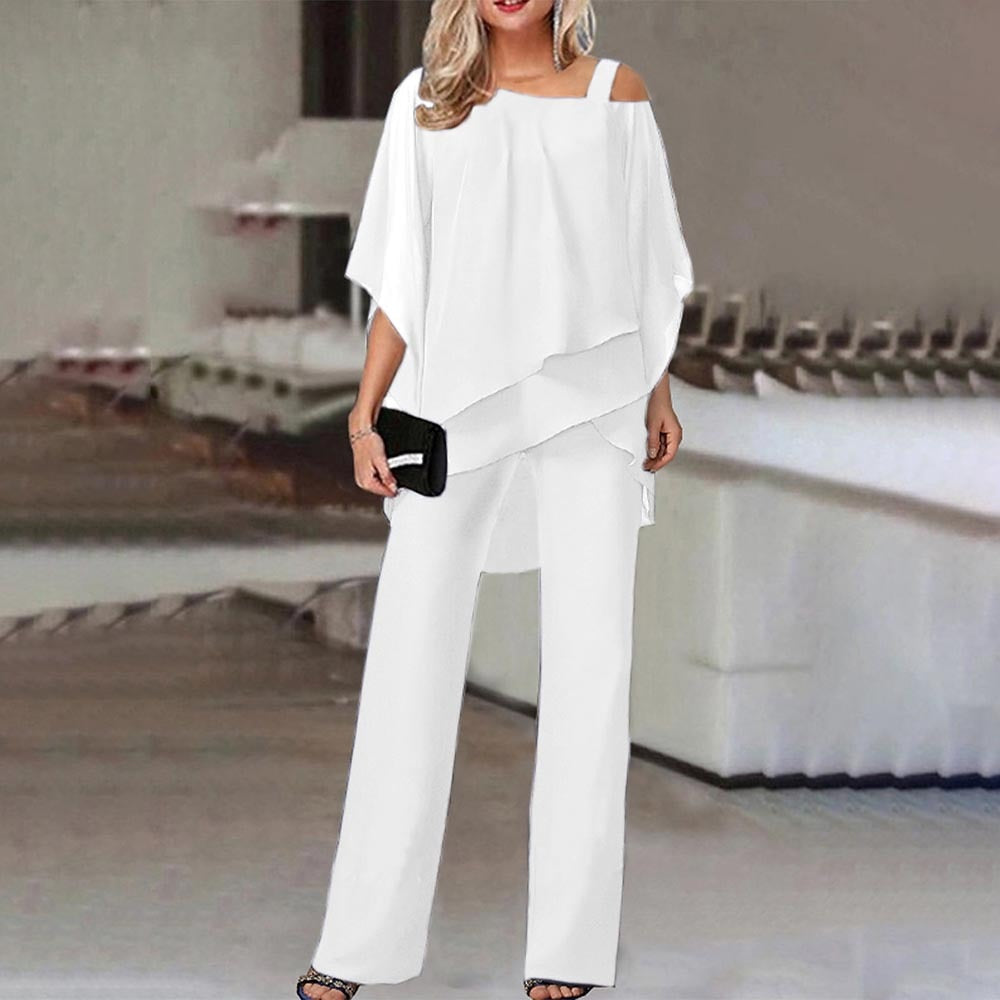 Women's Cold Shoulder Two-Piece Suit Set for Elegant Evenings - 5