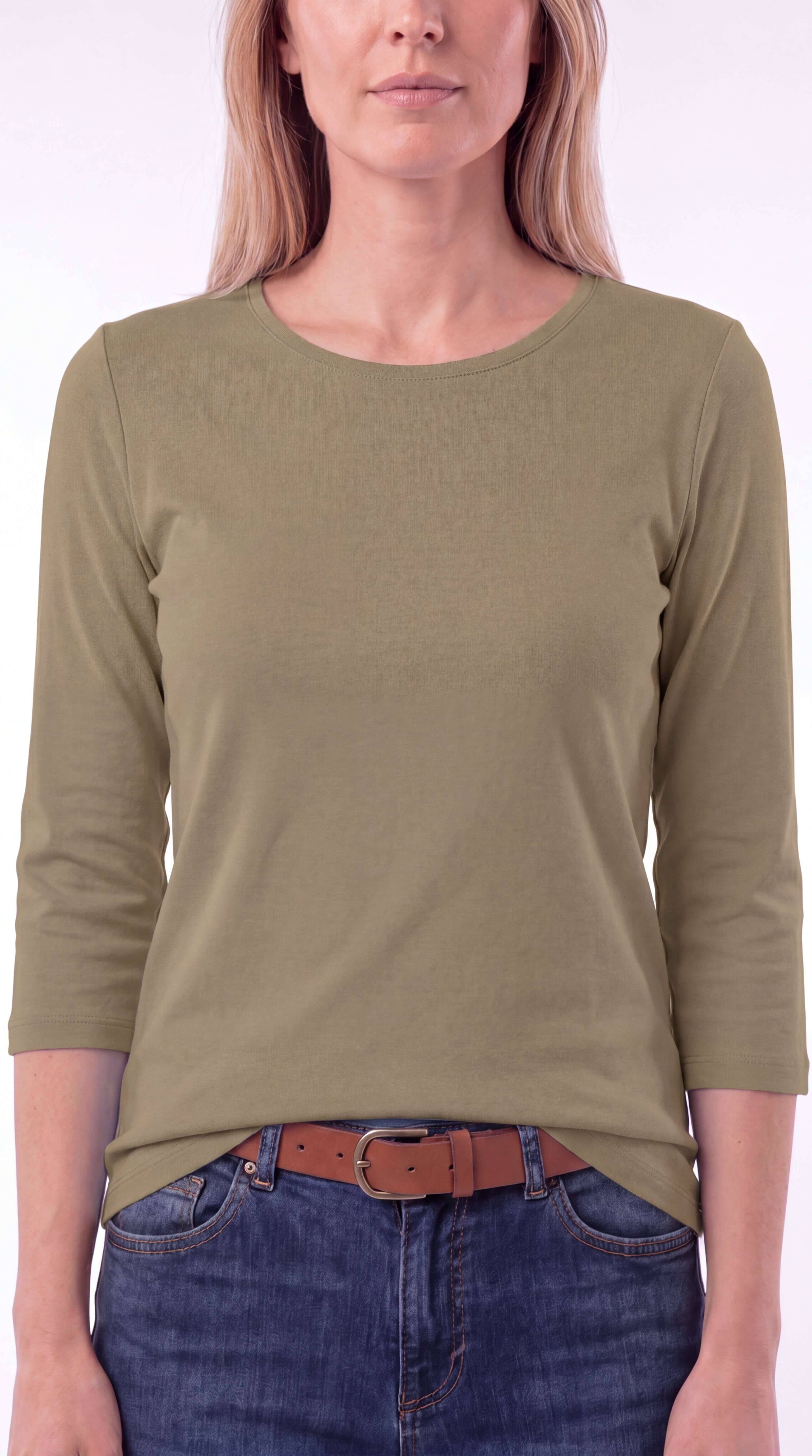 Women's Crew Neck 3/4 Sleeve Casual Layering Everyday Top - 10