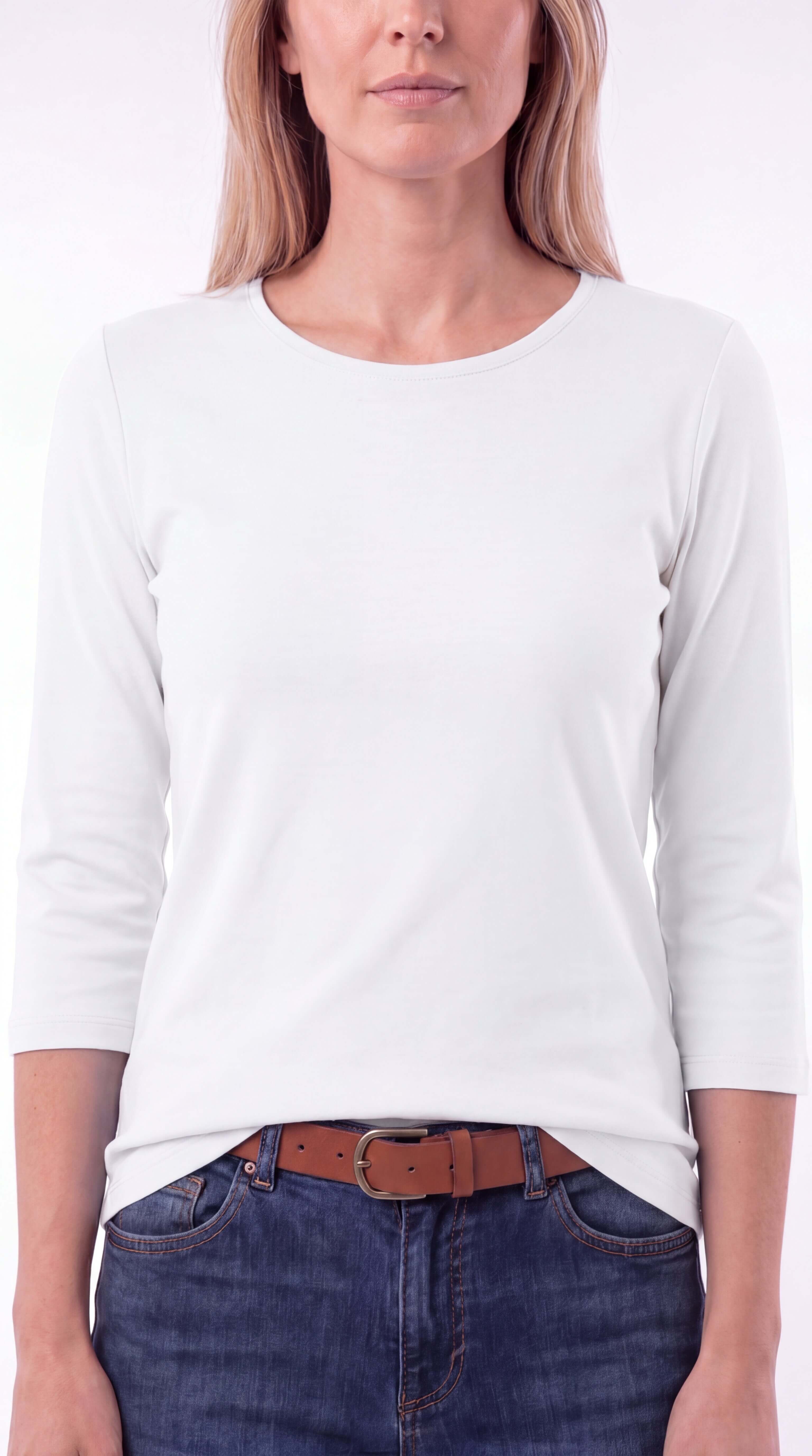 Women's Crew Neck 3/4 Sleeve Casual Layering Everyday Top - 4