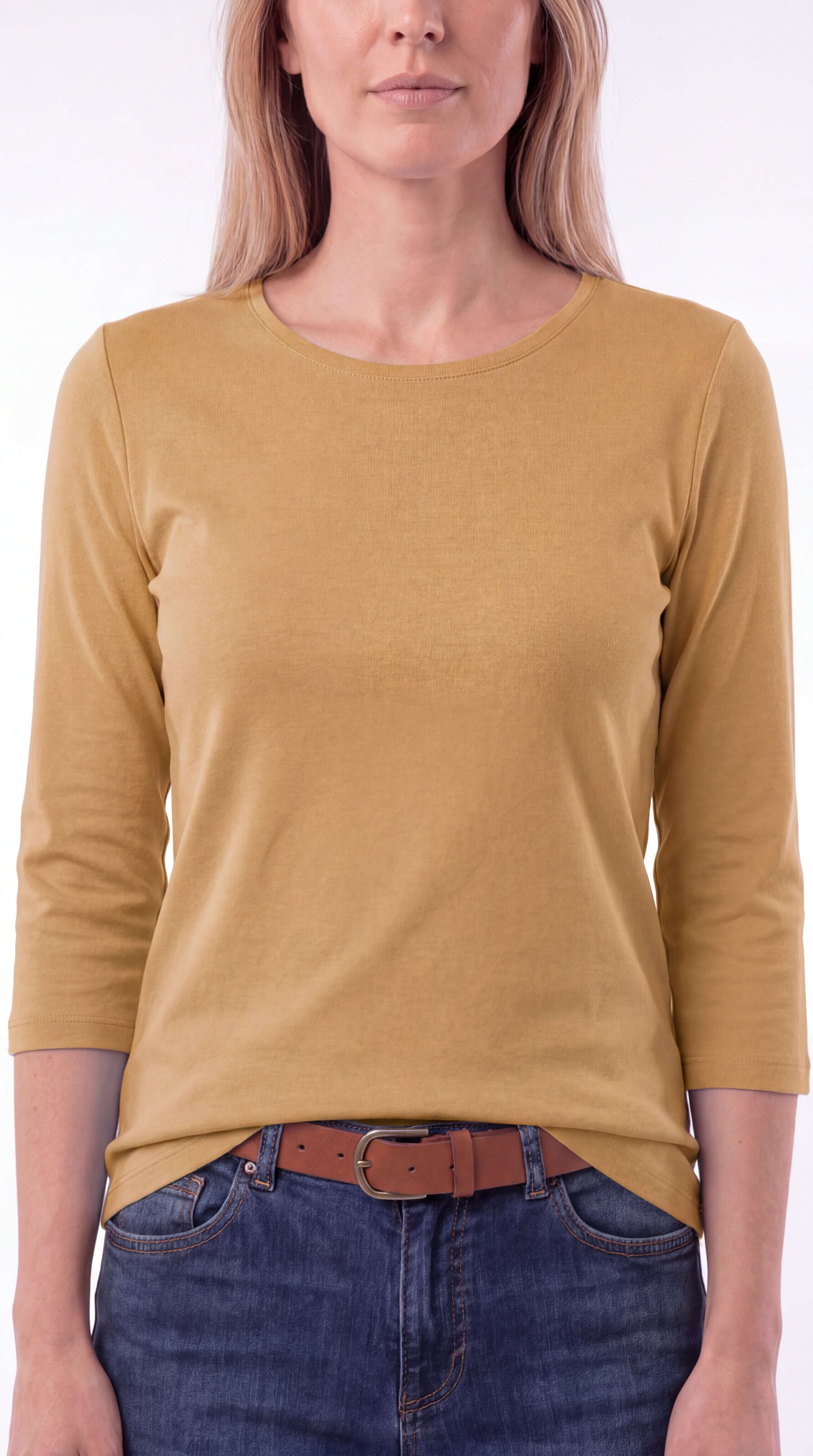 Women's Crew Neck 3/4 Sleeve Casual Layering Everyday Top - 6