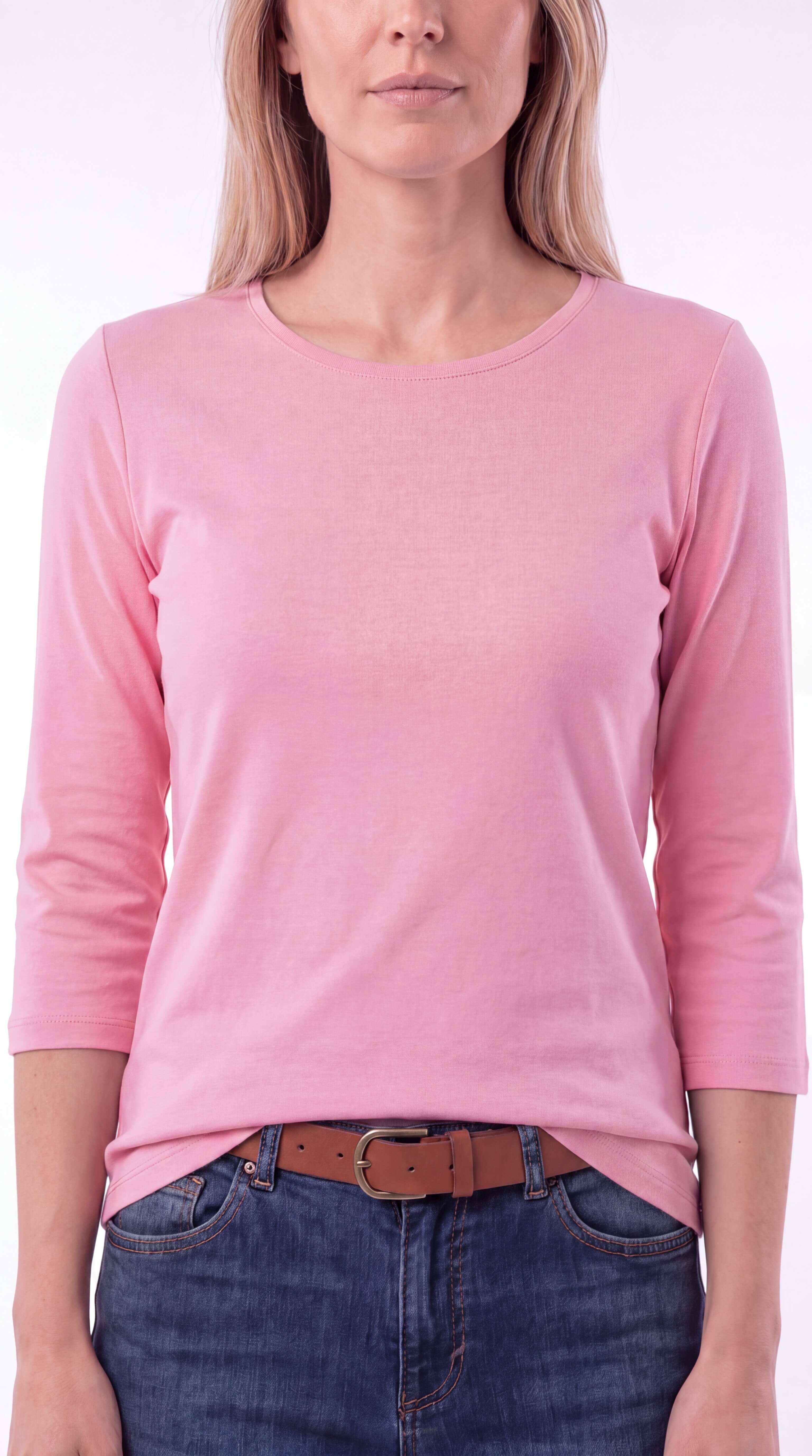 Women's Crew Neck 3/4 Sleeve Casual Layering Everyday Top - 7