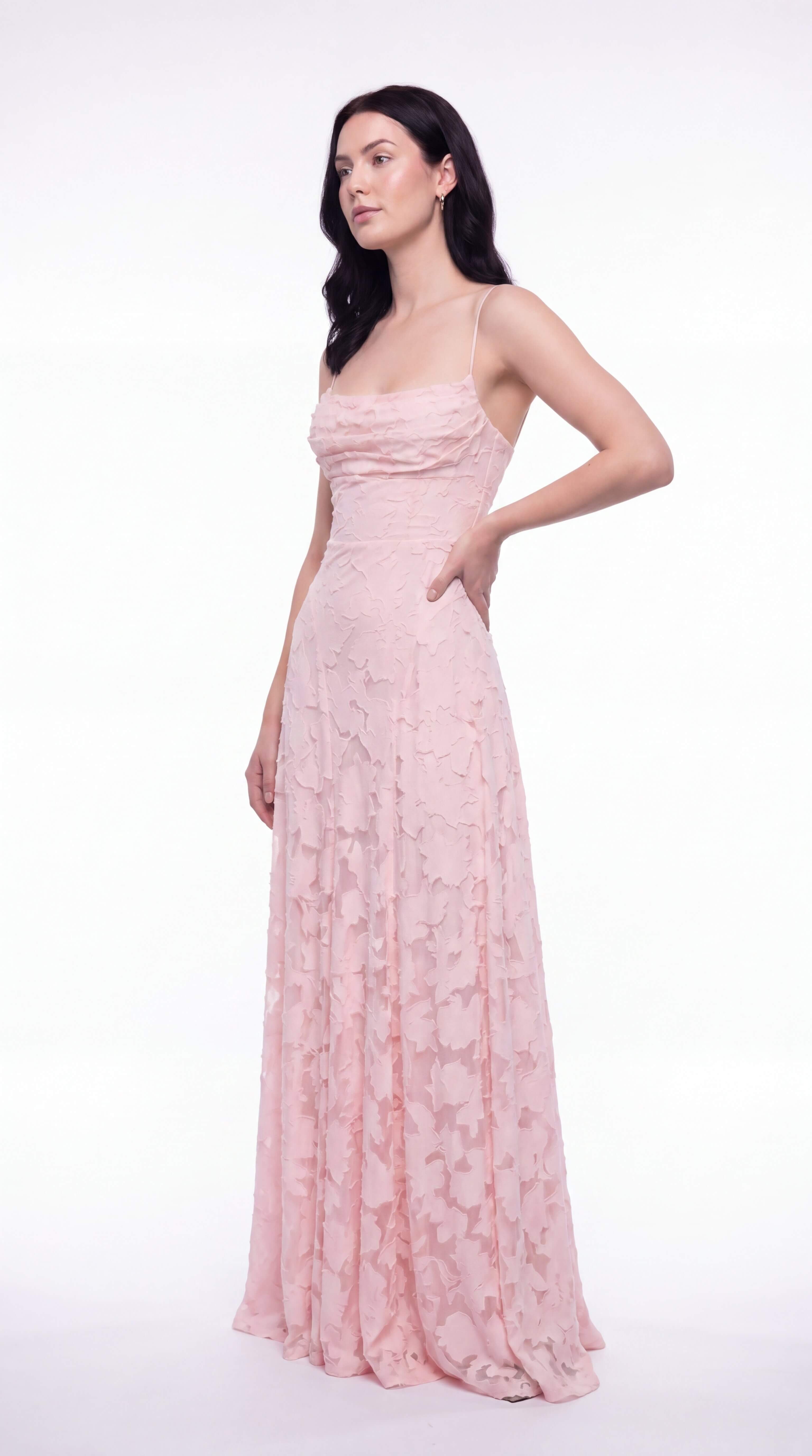 Women's Floral Maxi Dress Thin Straps Wedding Guest Evening Gown - 2