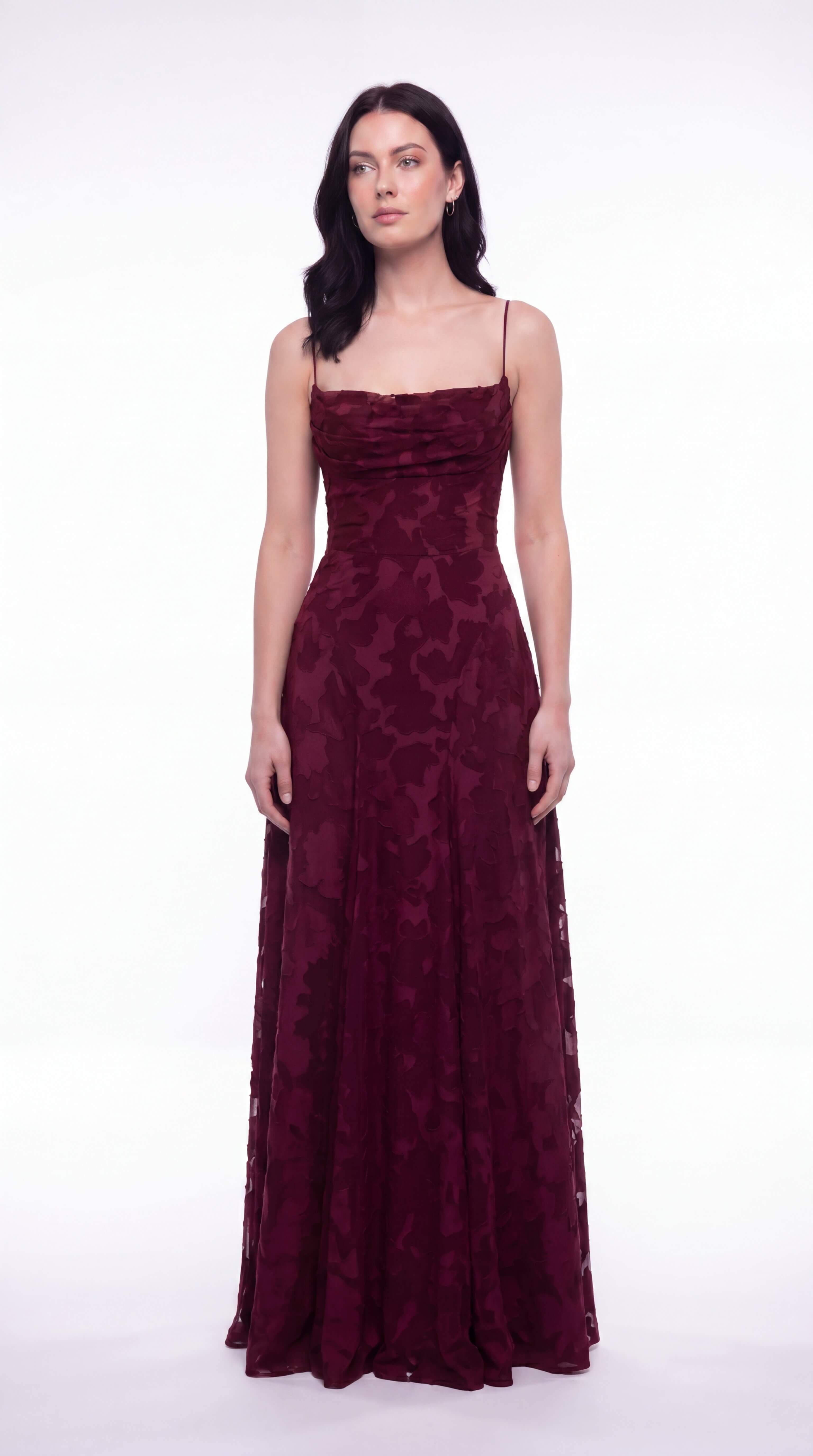Women's Floral Maxi Dress Thin Straps Wedding Guest Evening Gown - 9