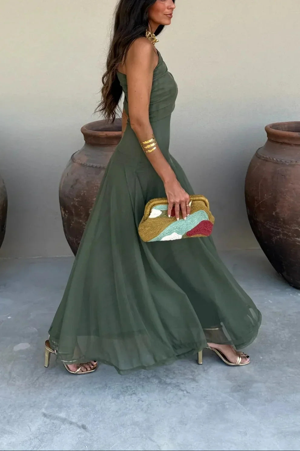 Women's Fluid Summer Dress Lightweight Breathable Flattering Shoulder - 12