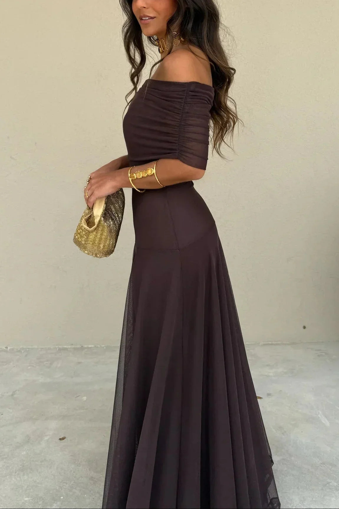 Women's Fluid Summer Dress Lightweight Breathable Flattering Shoulder - 5