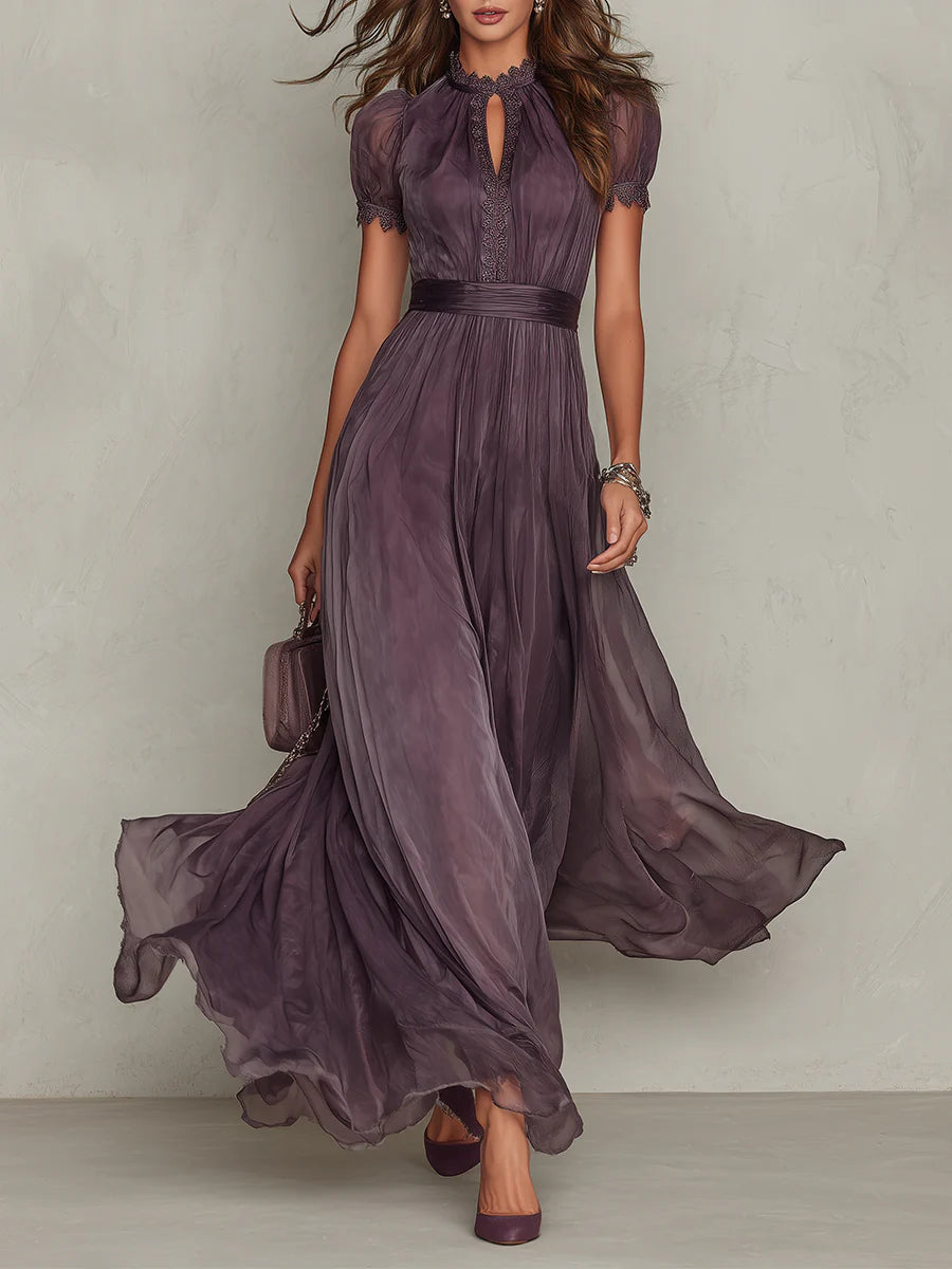 Women's Keyhole Chiffon Maxi Dress Wedding Guest Dress