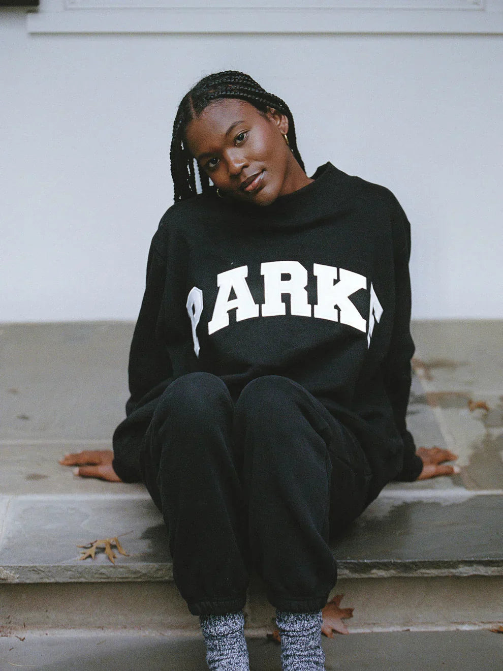 Women's Oversized Crewneck Sweatshirt with Chenille Collegiate Print - 13