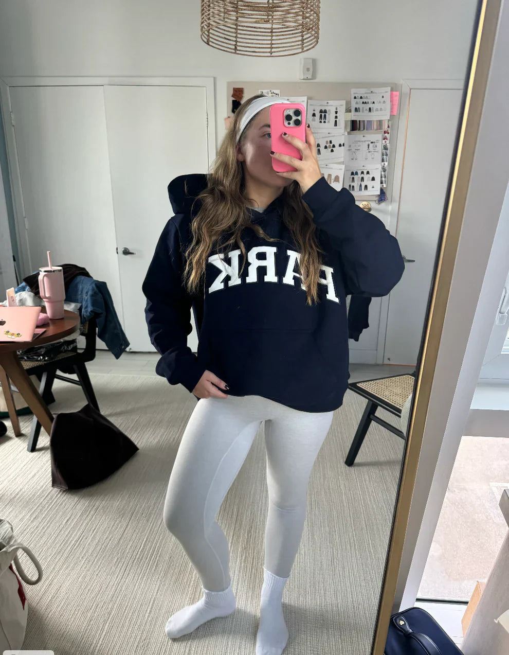 Women's Oversized Crewneck Sweatshirt with Chenille Collegiate Print - 14