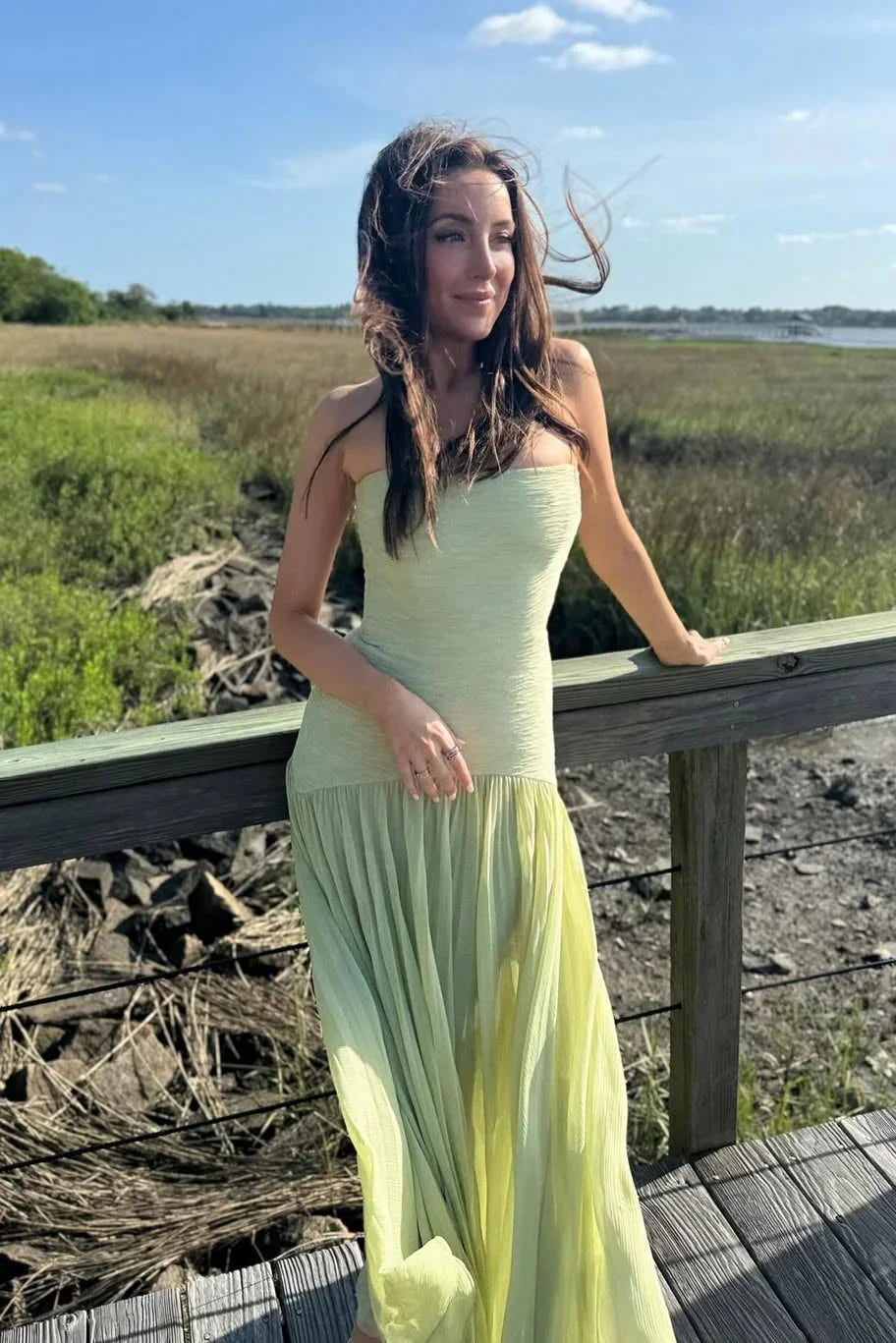 Women's Pleated Maxi Dress Fitted Fluid Formal Wedding - 7