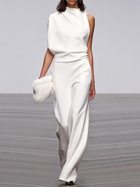 Women's Sleeveless Wide-Leg Jumpsuit Relaxed Summer Style - 8