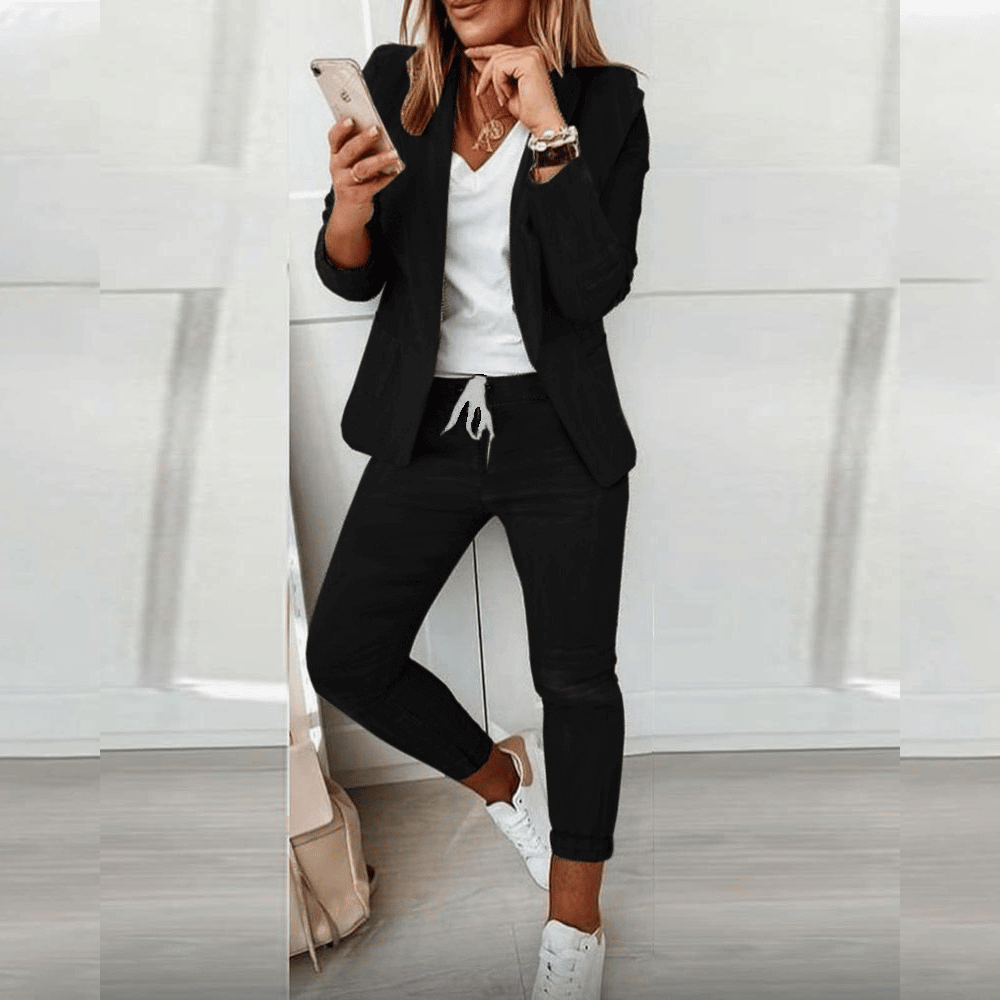 Women's Two-Piece Blazer Suit Set Smart Casual Everyday Wear - 4
