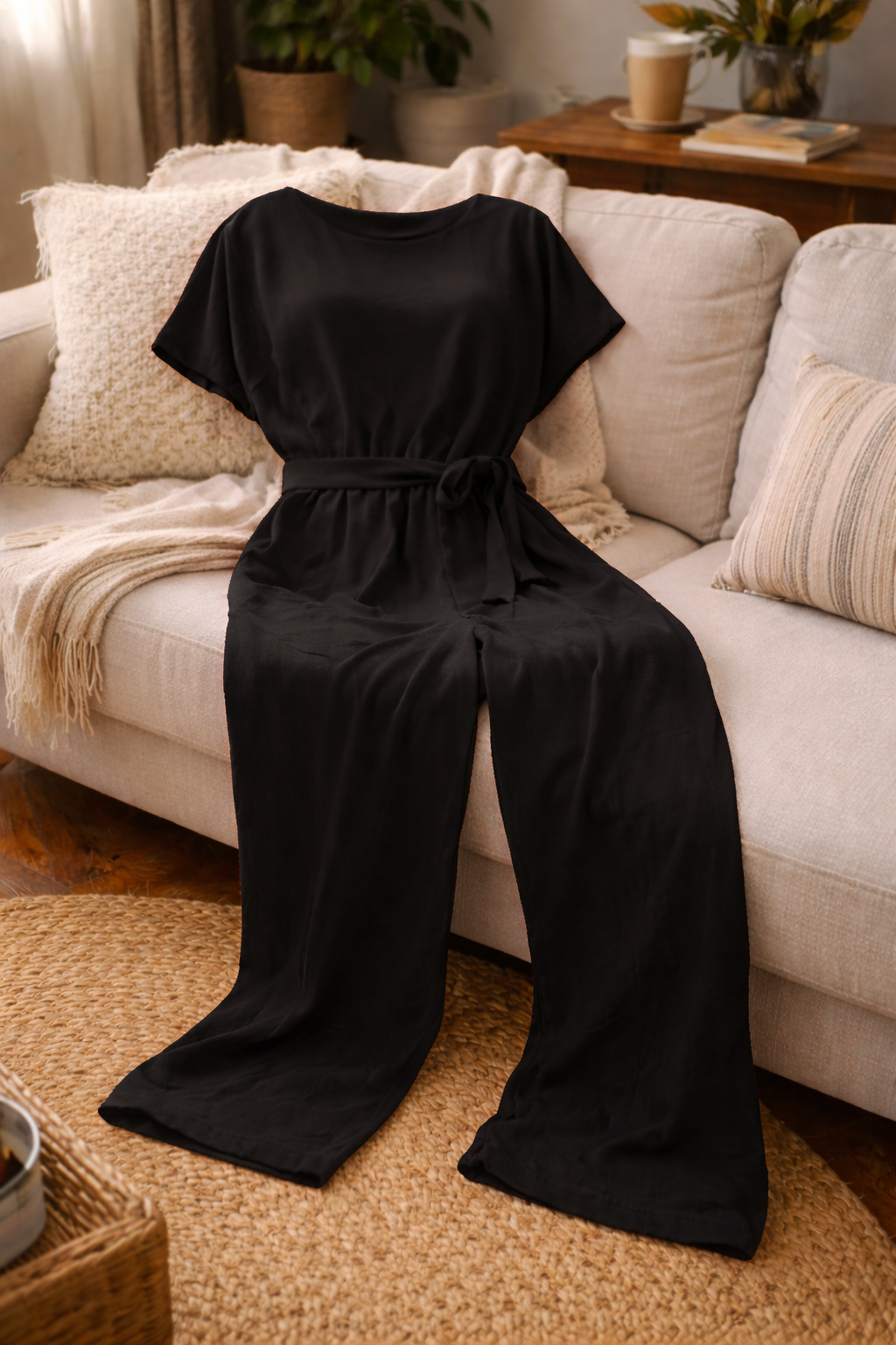 Women's Wide-Leg Belted Jumpsuit Relaxed Fit Summer Style - 3