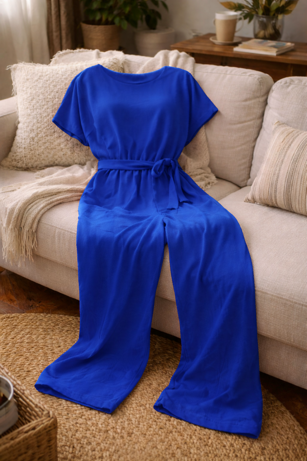 Women's Wide-Leg Belted Jumpsuit Relaxed Fit Summer Style - 4