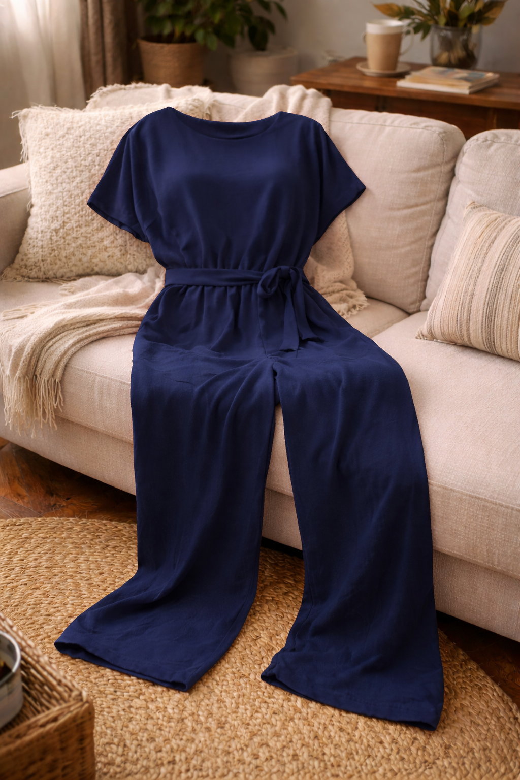 Women's Wide-Leg Belted Jumpsuit Relaxed Fit Summer Style - 5