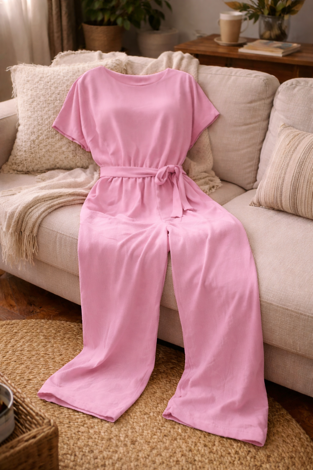 Women's Wide-Leg Belted Jumpsuit Relaxed Fit Summer Style - 6